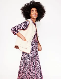 Petite Dresses | Midi-Boden Marcia Jersey Midi Shirt Dress-Milkshake, Decorative Flora Milkshake,DecorativeFlora