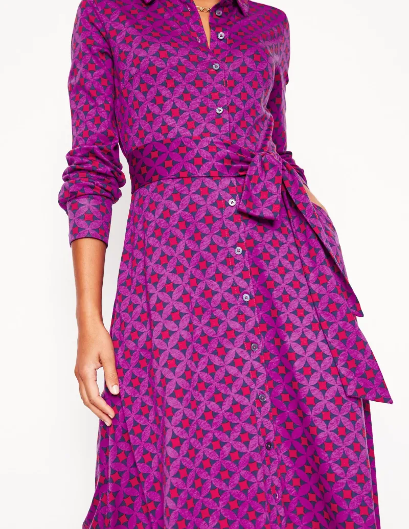 Petite Dresses | Midi-Boden Marcia Jersey Midi Shirt Dress-Regal Purple, Diamond Terrace RegalPurple,DiamondTerrace