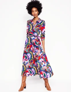 Petite Dresses | Midi-Boden Marcia Jersey Midi Shirt Dress-Multi, Botanical Paisley Multi,BotanicalPaisley