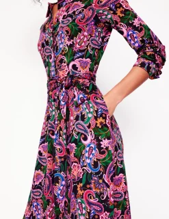 Petite Dresses | Midi-Boden Marcia Jersey Midi Shirt Dress-Multi, Paisley Fusion Multi,PaisleyFusion
