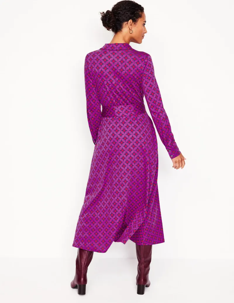 Petite Dresses | Midi-Boden Marcia Jersey Midi Shirt Dress-Regal Purple, Diamond Terrace RegalPurple,DiamondTerrace