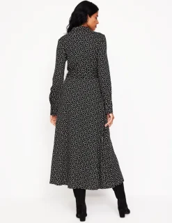 Petite Dresses | Midi-Boden Marcia Jersey Midi Shirt Dress-Black, Abstract Dot Black,AbstractDot