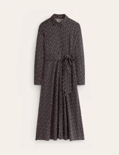 Petite Dresses | Midi-Boden Marcia Jersey Midi Shirt Dress-Black, Abstract Dot Black,AbstractDot