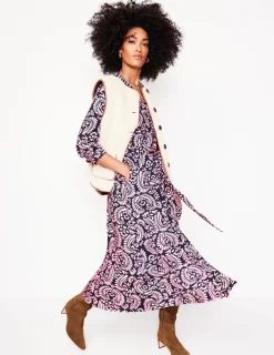 Petite Dresses | Midi-Boden Marcia Jersey Midi Shirt Dress-Milkshake, Decorative Flora Milkshake,DecorativeFlora