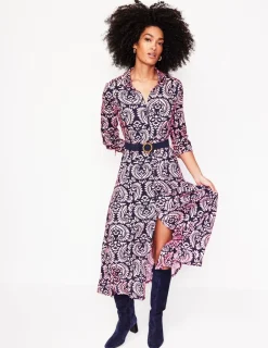 Petite Dresses | Midi-Boden Marcia Jersey Midi Shirt Dress-Milkshake, Decorative Flora Milkshake,DecorativeFlora