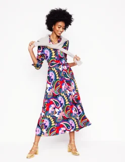 Petite Dresses | Midi-Boden Marcia Jersey Midi Shirt Dress-Multi, Botanical Paisley Multi,BotanicalPaisley