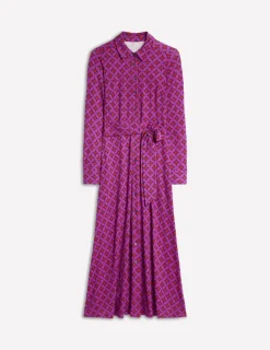 Petite Dresses | Midi-Boden Marcia Jersey Midi Shirt Dress-Regal Purple, Diamond Terrace RegalPurple,DiamondTerrace