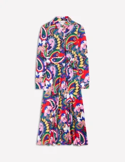 Petite Dresses | Midi-Boden Marcia Jersey Midi Shirt Dress-Multi, Botanical Paisley Multi,BotanicalPaisley