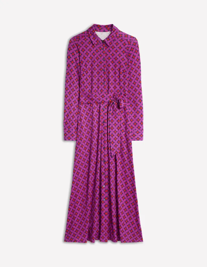 Petite Dresses | Midi-Boden Marcia Jersey Midi Shirt Dress-Regal Purple, Diamond Terrace RegalPurple,DiamondTerrace