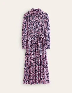 Petite Dresses | Midi-Boden Marcia Jersey Midi Shirt Dress-Milkshake, Decorative Flora Milkshake,DecorativeFlora