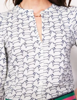 Tops & Blouses | T-Shirts & Tanks-Boden Marina Jersey Shirt-Ivory, Dachshund Ivory,Dachshund