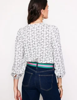 Tops & Blouses | T-Shirts & Tanks-Boden Marina Jersey Shirt-Ivory, Dachshund Ivory,Dachshund
