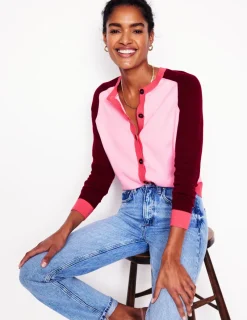 Sweaters & Cardigans-Boden Meg Saddle Sleeve Cardigan-Soft Pink, Colourblock SoftPink,Colourblock