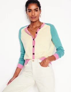 Sweaters & Cardigans-Boden Meg Saddle Sleeve Cardigan-Warm Ivory, Colourblock WarmIvory,Colourblock