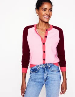 Sweaters & Cardigans-Boden Meg Saddle Sleeve Cardigan-Soft Pink, Colourblock SoftPink,Colourblock
