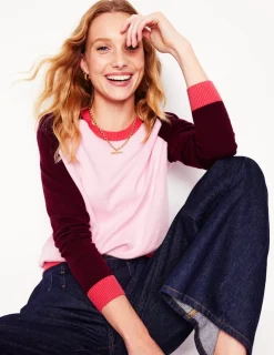 Sweaters & Cardigans-Boden Meg Saddle Sleeve Sweater-Soft Pink, Colourblock SoftPink,Colourblock