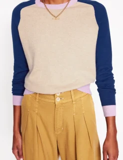 Sweaters & Cardigans-Boden Meg Saddle Sleeve Sweater-Chinchilla Melange,Colourblock ChinchillaMelange,Colourblock