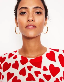 Jewelry-Boden Metal Heart Earrings- Gold