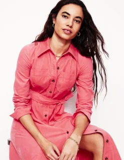 Dresses & Jumpsuits | Midi-Boden Mila Cord Midi Shirt Dress-Azalea Pink AzaleaPink