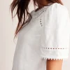 Nightwear & Lougewear | T-Shirts & Tanks-Boden Mila Trim Detail Top- White