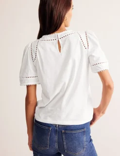 Nightwear & Lougewear | T-Shirts & Tanks-Boden Mila Trim Detail Top- White