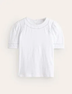 Nightwear & Lougewear | T-Shirts & Tanks-Boden Mila Trim Detail Top- White