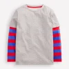 Tops, T-Shirts & Polos-Boden Mock Sleeve T-shirt-Grey Marl GreyMarl