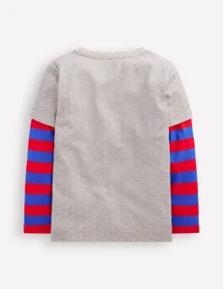 Tops, T-Shirts & Polos-Boden Mock Sleeve T-shirt-Grey Marl GreyMarl