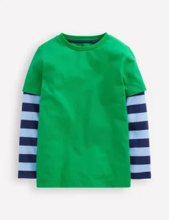 Tops, T-Shirts & Polos-Boden Mock Sleeve T-shirt-Sapling Green SaplingGreen