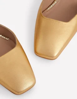 Heels-Boden Multi Strap Block Heel Pump- Gold