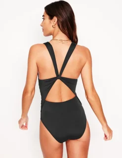 Swimwear-Boden Mykonos Deep V Swimsuit- Black