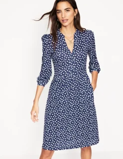 Petite Dresses | Short-Boden Naomi Relaxed Jersey Dress-French Navy, Abstract Dot FrenchNavy,AbstractDot