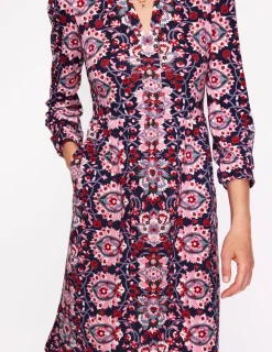 Petite Dresses | Short-Boden Naomi Relaxed Jersey Dress-Old Rose, Bloom Trellis OldRose,BloomTrellis