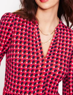 Petite Dresses | Short-Boden Naomi Relaxed Jersey Dress-Rouge, Sphere Geo Rouge,SphereGeo