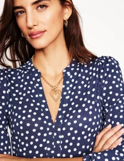 Petite Dresses | Short-Boden Naomi Relaxed Jersey Dress-French Navy, Abstract Dot FrenchNavy,AbstractDot