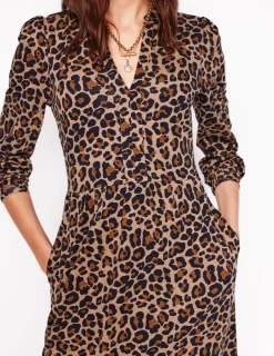 Petite Dresses | Short-Boden Naomi Relaxed Jersey Dress-Camel, Cheetah Pop Camel,CheetahPop