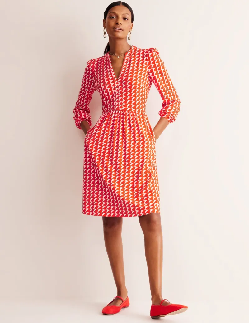 Petite Dresses | Short-Boden Naomi Relaxed Jersey Dress-Blaze Orange, Birdie BlazeOrange,Birdie
