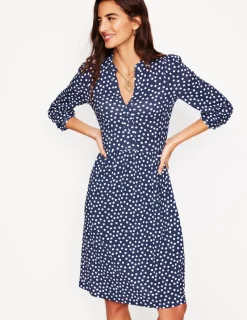 Petite Dresses | Short-Boden Naomi Relaxed Jersey Dress-French Navy, Abstract Dot FrenchNavy,AbstractDot
