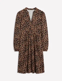 Petite Dresses | Short-Boden Naomi Relaxed Jersey Dress-Camel, Cheetah Pop Camel,CheetahPop