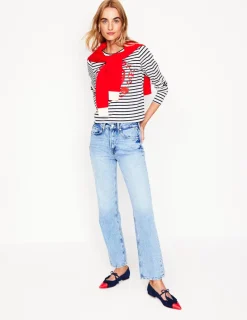 T-Shirts & Tanks | Tops & Blouses-Boden Novelty Long Sleeve Jersey Top-Ivory, Navy Heart Ivory,NavyHeart