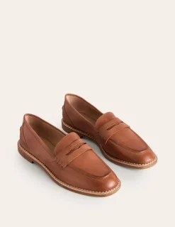 Flats | Loafers-Boden Nya Structured Penny Loafer-Tan Burnished Leather TanBurnishedLeather