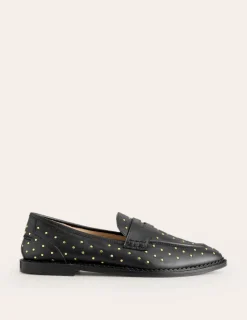 Flats | Loafers-Boden Nya Structured Penny Loafer-Black Studs BlackStuds