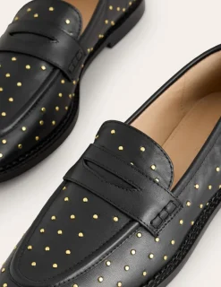Flats | Loafers-Boden Nya Structured Penny Loafer-Black Studs BlackStuds