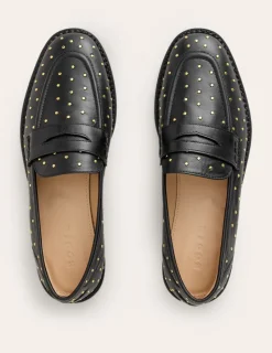 Flats | Loafers-Boden Nya Structured Penny Loafer-Black Studs BlackStuds