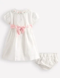Dresses-Boden Occasion Smocked Dress- Ivory
