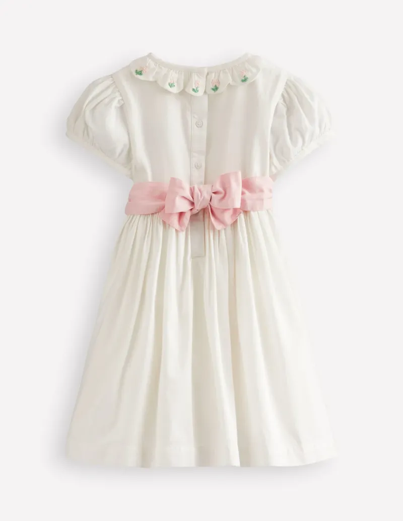 Dresses-Boden Occasion Smocked Dress- Ivory