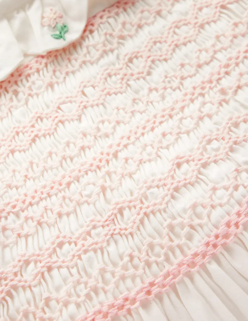 Dresses-Boden Occasion Smocked Dress- Ivory