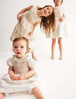 Dresses-Boden Occasion Smocked Dress- Ivory