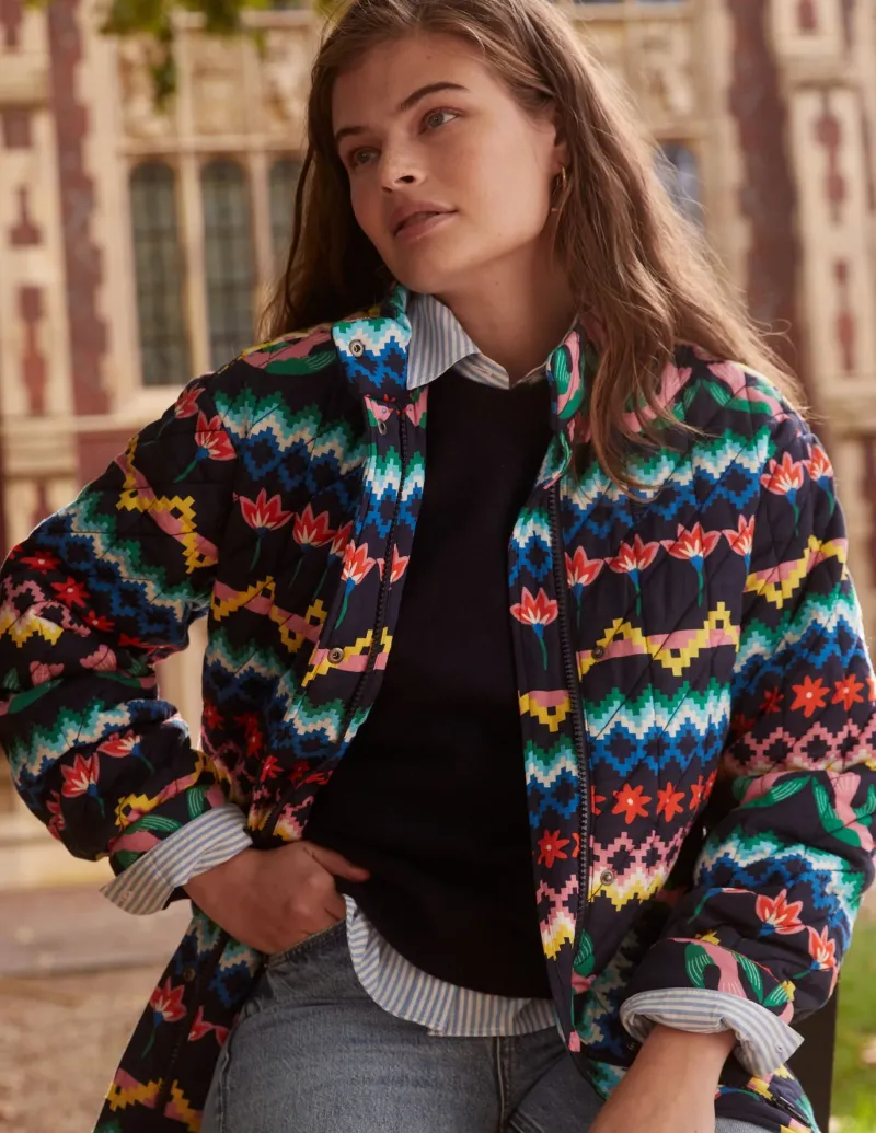 Jackets & Coats-Boden Oversized Quilted Jacket-French Navy, Decorative Garden FrenchNavy,DecorativeGarden