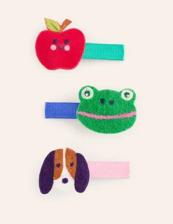 Accessories-Boden 3 Pack Hair Clips-Multi Animals MultiAnimals